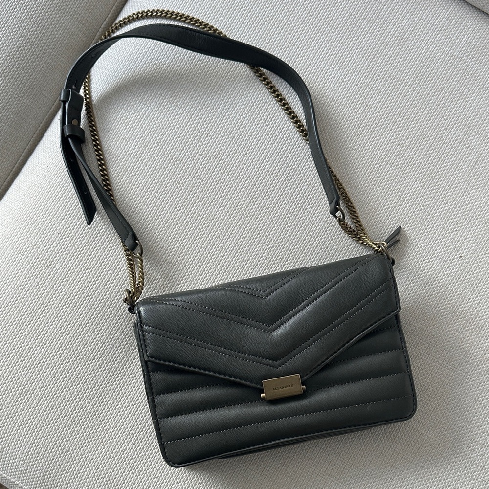 All Saints | Olive Green Quilted Crossbody/Shoulder Bag